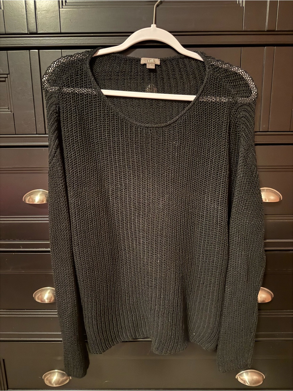 J. Jill Black Open-Knit Lightweight Sweater
